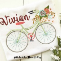 Bicycle with Flowers Machine Embroidery Design